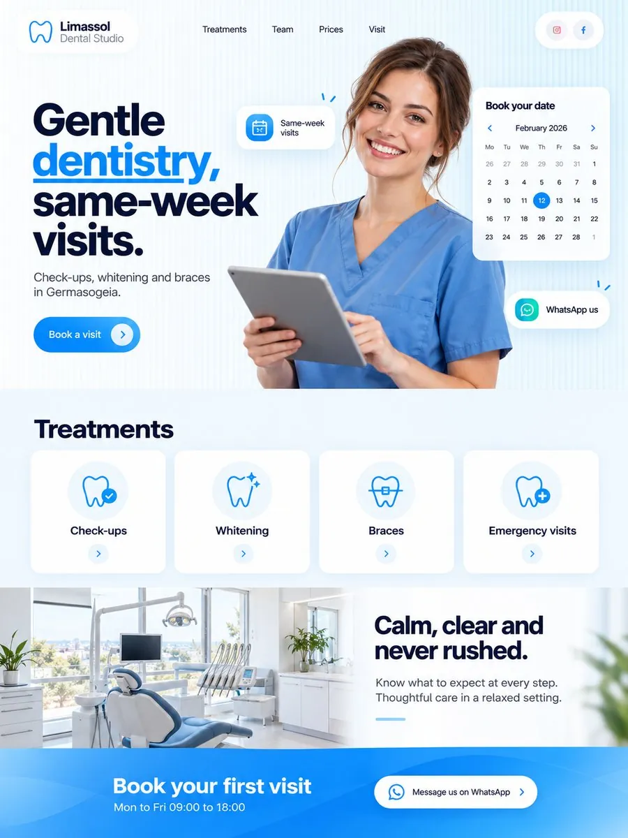 Demo homepage for a dental clinic