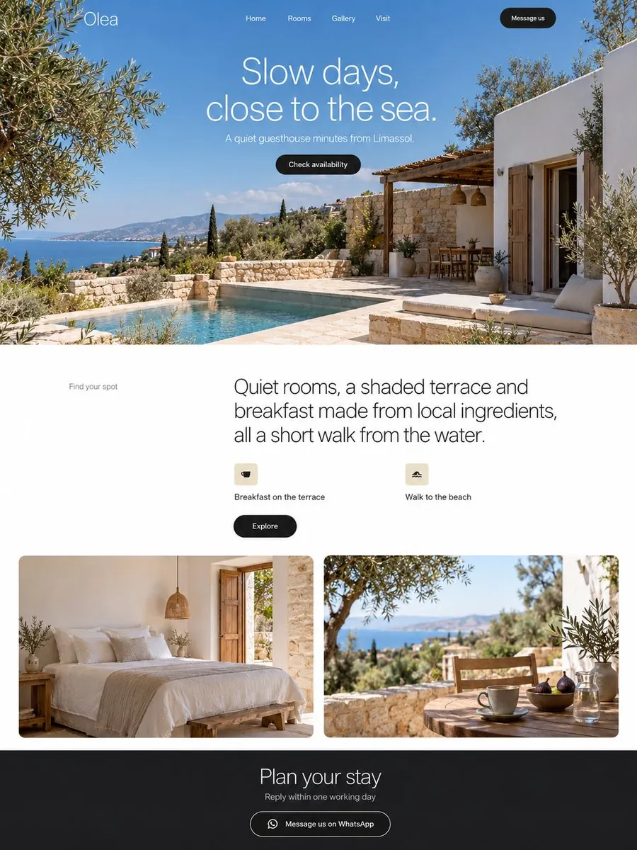 Demo homepage for a guesthouse